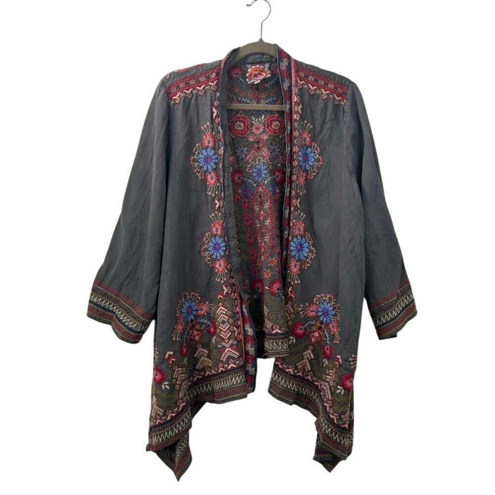 Johnny Was Women’s XL Frederique Draped Cardigan Embroidery Linen Blend - Picture 10 of 16